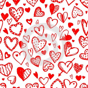 Seamless pattern with valentine hearts photo