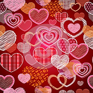 Seamless pattern of valentine love hearts