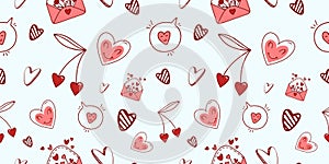 Seamless pattern for Valentine\'s Day with love elements