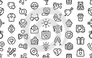 Seamless pattern with Valentines Day Icons