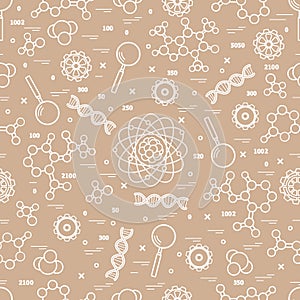 Seamless pattern with variety scientific, education elements.