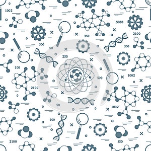 Seamless pattern with variety scientific, education elements.