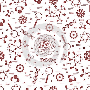 Seamless pattern with variety scientific, education elements.