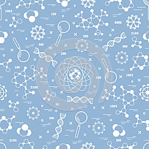 Seamless pattern with variety scientific, education elements