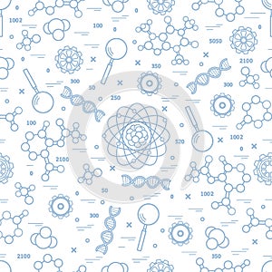 Seamless pattern with variety scientific, education elements. Design for banner, poster or print