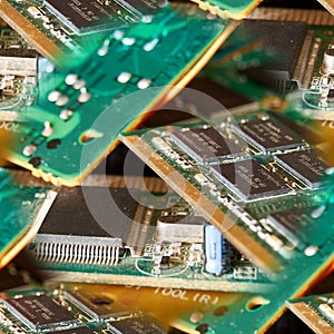 seamless pattern various chips, digital boards. Components of technical devices in creative lighting. Processor