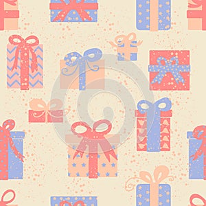 Seamless pattern with various gift boxes
