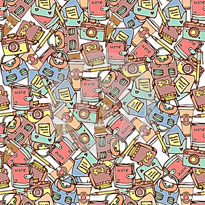 Seamless pattern with various girly teens staff