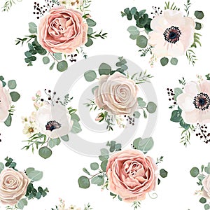 Seamless pattern Vector floral watercolor style design: garden p
