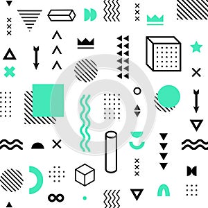 Seamless pattern with vector geometric shapes. Trendy graphic elements
