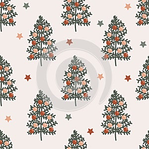 Seamless pattern of vector holiday Christmas trees