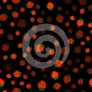 Seamless pattern vector illustration red apple on black
