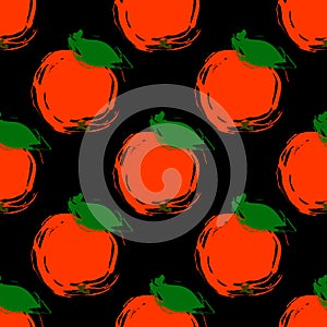 Seamless pattern vector illustration red apple on black