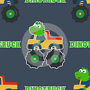 Seamless pattern vector of monster truck with cartoon style, Creative vector childish background for fabric textile, nursery