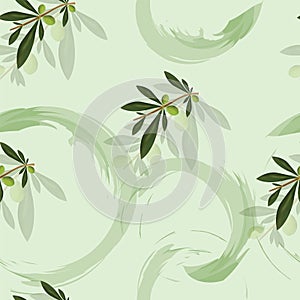 Seamless pattern vector with olive trees - floral theme