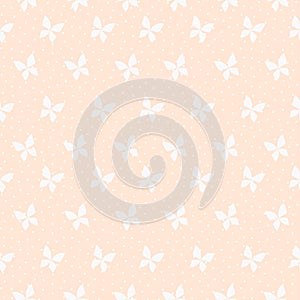 Seamless pattern vector of Tiny butterfly on pastel pink background.