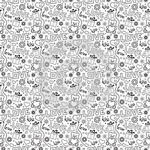 Seamless pattern vector valentines day, black and