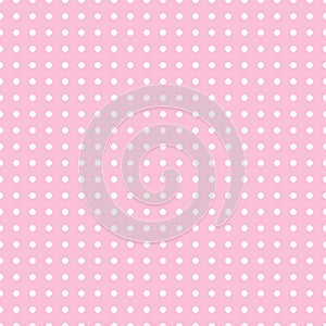 Seamless pattern vector with white polka dots on pink color background For desktop wallpaper, web design, cards, invitations, wedd