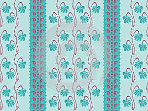 Seamless pattern with a vertical pattern in the form of flowers and stripes.