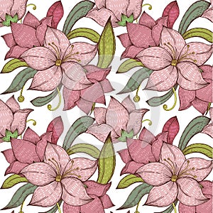 Seamless pattern vintage lily