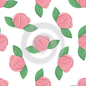 Seamless pattern with vintage roses. Floral background. Wallpaper with flowers and leaves.