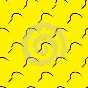 Seamless pattern with vintage sickle on yellow background