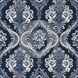 Seamless pattern vintage vista allegro wallpaper featuring an intricate blue and white photo