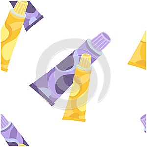 Seamless pattern violet and yellow tubes