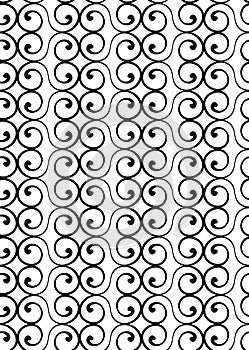 Seamless pattern with volutes in black and white