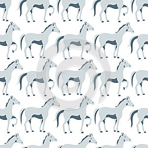 Seamless  pattern with walking horse