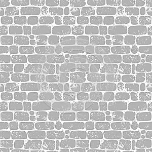 Seamless pattern. Wall of gray jagged stones.