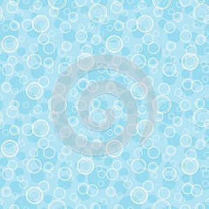Seamless pattern with water bubbles. Blue abstract background. Vector illustration.