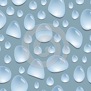 Seamless pattern with water drops, background with blue water spots, vector wallpaper