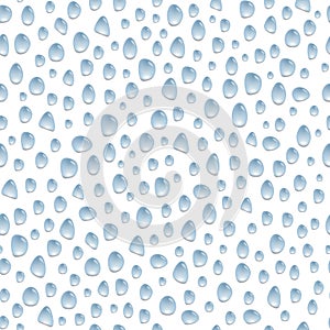 Seamless pattern with water drops, background with blue water spots, vector wallpaper