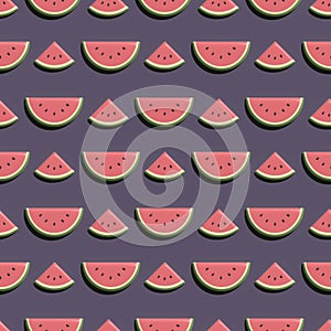 Seamless pattern water melon fruit in 3D