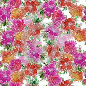 Seamless pattern watercolor bouquet Flowers