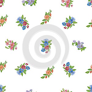 Seamless pattern with watercolor daisies.