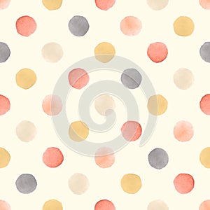 Seamless pattern with watercolor round grungy dots