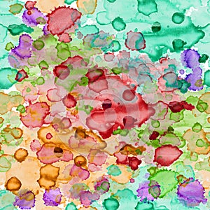 Seamless pattern with watercolor stains to fabric or packaging.
