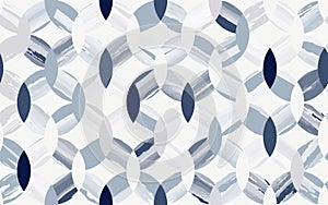 Seamless pattern, watercolor texture in overlapped circle shapes with shadow, pastel blue tones