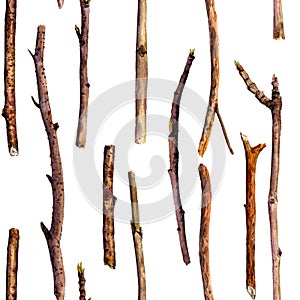 Senza soluzione di continuità modello acquerello legna ramoscelli 