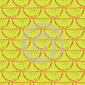 Seamless pattern with watermelon