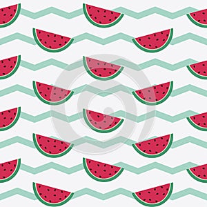 Seamless pattern with watermelon slices. Vector illustration.