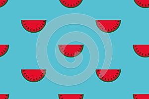 Seamless pattern with watermelon slices. Vector illustration. Summer watermelon background.