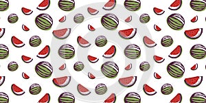 seamless pattern of watermelons, abstractly arranged