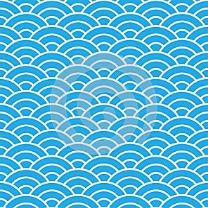 Seamless pattern. Wave. Fish scales texture. Vector illustration. Scrapbook, gift wrapping paper, textiles. Blue