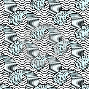 Seamless pattern with waves