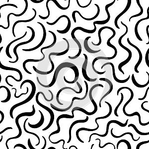 Seamless pattern with waves and curly lines. Abstract simple geometric texture.