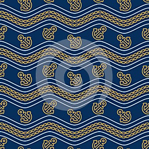 Seamless pattern with waving chains. Ongoing backgrounds of marine theme. photo