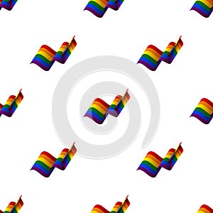 Seamless pattern with waving flag. LGBT flag. Rainbow flag. Vector illustration.